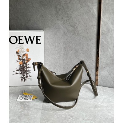 Loewe Mini Hammock Hobo Bag in Dark Green Calfskin LDBS244453