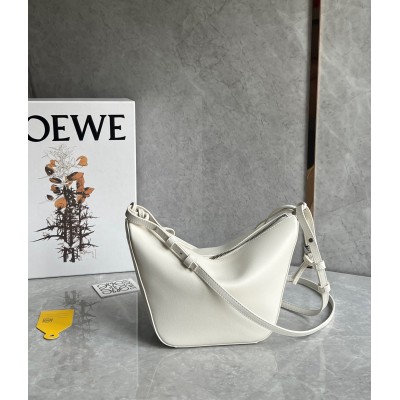 Loewe Mini Hammock Hobo Bag in White Calfskin LDBS244456