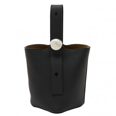 Loewe Mini Pebble Bucket Bag in Black Grained Leather LDBS244458