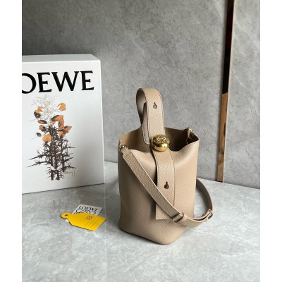 Loewe Mini Pebble Bucket Bag in Sand Grained Leather LDBS244461