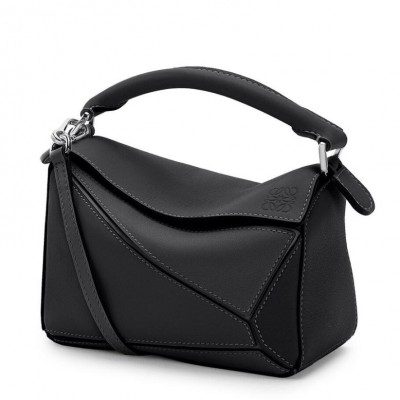 Loewe Mini Puzzle Bag In Black Calfskin Leather LDBS244463