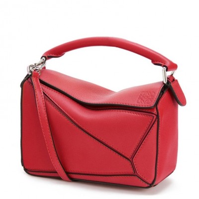 Loewe Mini Puzzle Bag In Red Calfskin Leather LDBS244467