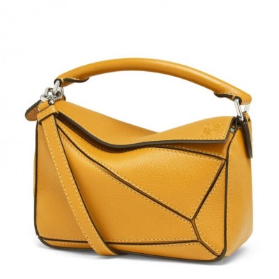 Loewe Mini Puzzle Bag In Yellow Calfskin Leather LDBS244468