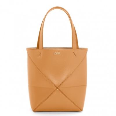 Loewe Mini Puzzle Fold Tote Bag in Tan Calfskin LDBS244473