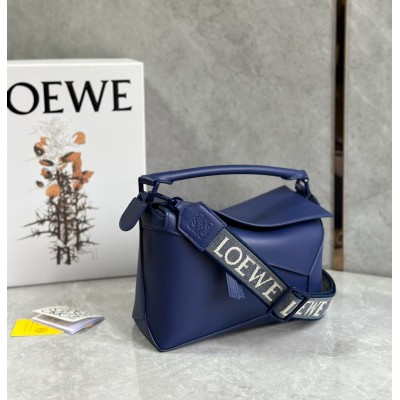 Loewe Puzzle Edge Small Bag In Deep Purple Satin Calfskin LDBS244480