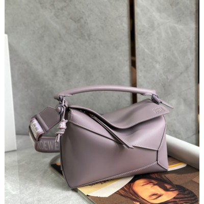 Loewe Puzzle Edge Small Bag In Pale Aubergine Satin Calfskin LDBS244482