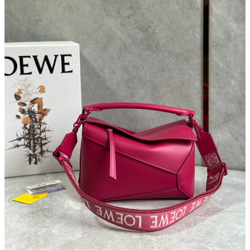 Loewe Puzzle Edge Small Bag In Ruby Red Satin Calfskin LDBS244483