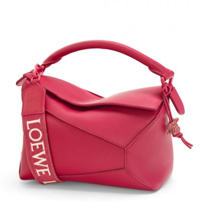 Loewe Puzzle Edge Small Bag In Ruby Red Satin Calfskin LDBS244483