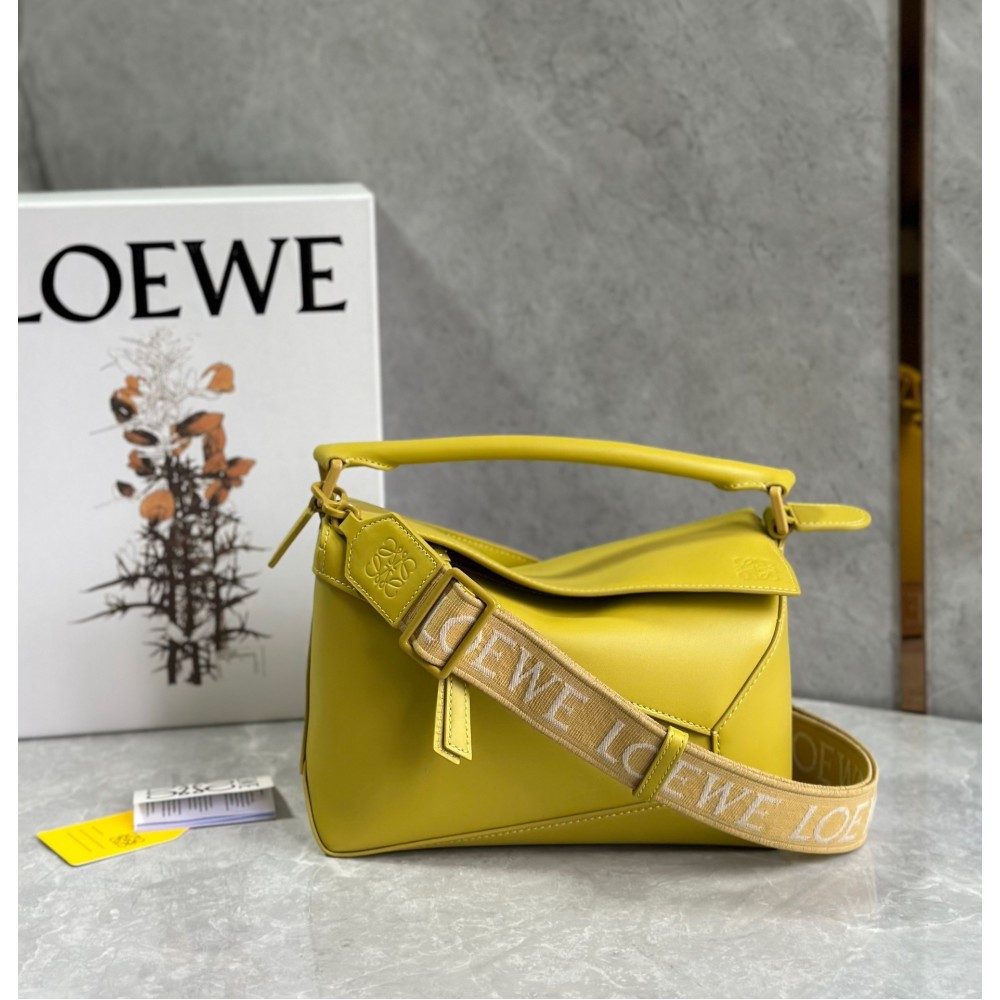 Loewe Puzzle Edge Small Bag In Yellow Satin Calfskin LDBS244485