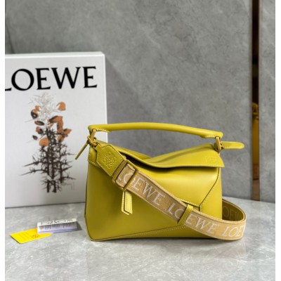 Loewe Puzzle Edge Small Bag In Yellow Satin Calfskin LDBS244485