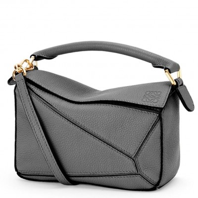 Loewe Puzzle Mini Bag In Asphalt Grey Grained Calfskin LDBS244487