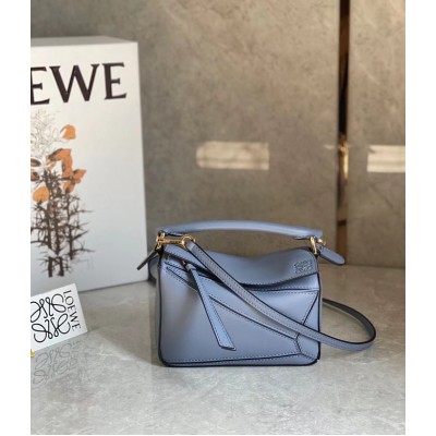 Loewe Puzzle Mini Bag In Atlantic Blue Calfskin Leather LDBS244489