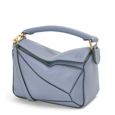 Loewe Puzzle Mini Bag In Atlantic Blue Calfskin Leather LDBS244489