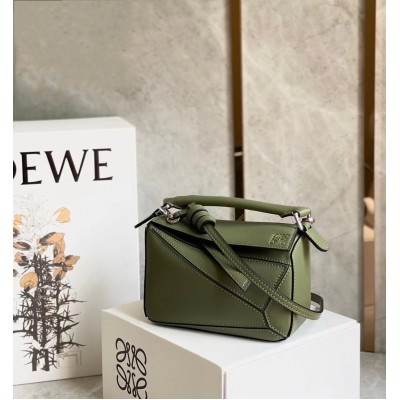 Loewe Puzzle Mini Bag In Avocado Green Calfskin LDBS244490