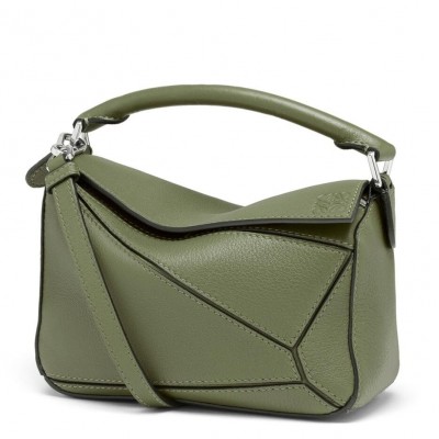 Loewe Puzzle Mini Bag In Avocado Green Calfskin LDBS244490