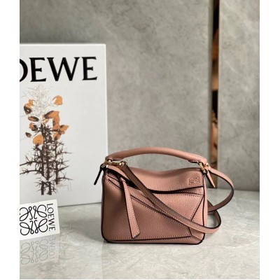 Loewe Puzzle Mini Bag In Dark Blush Grained Calfskin LDBS244493