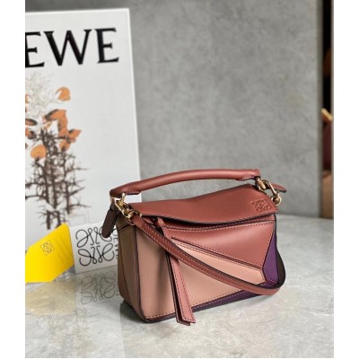 Loewe Puzzle Mini Bag In Purple/Caramel/Blossom Calfskin LDBS244500