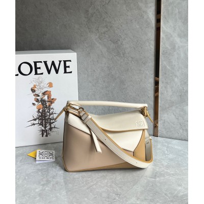 Loewe Puzzle Mini Bag in Multicolor Angora and Beige Calfskin LDBS244498