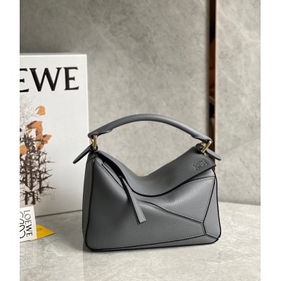 Loewe Puzzle Small Bag In Asphalt Grey Grained Leather LDBS244504