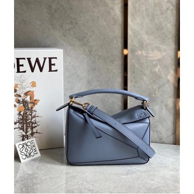 Loewe Puzzle Small Bag In Atlantic Blue Calfskin Leather LDBS244505