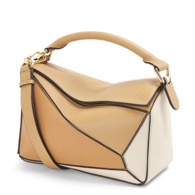 Loewe Puzzle Small Bag In Dune/Warm Desert Calfskin LDBS244511