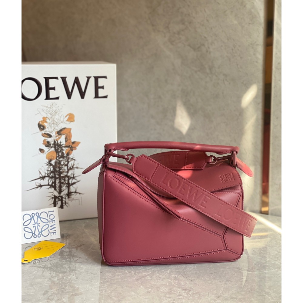 Loewe Puzzle Small Bag In Plumrose Satin Calfskin LDBS244519