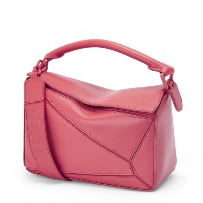 Loewe Puzzle Small Bag In Plumrose Satin Calfskin LDBS244519