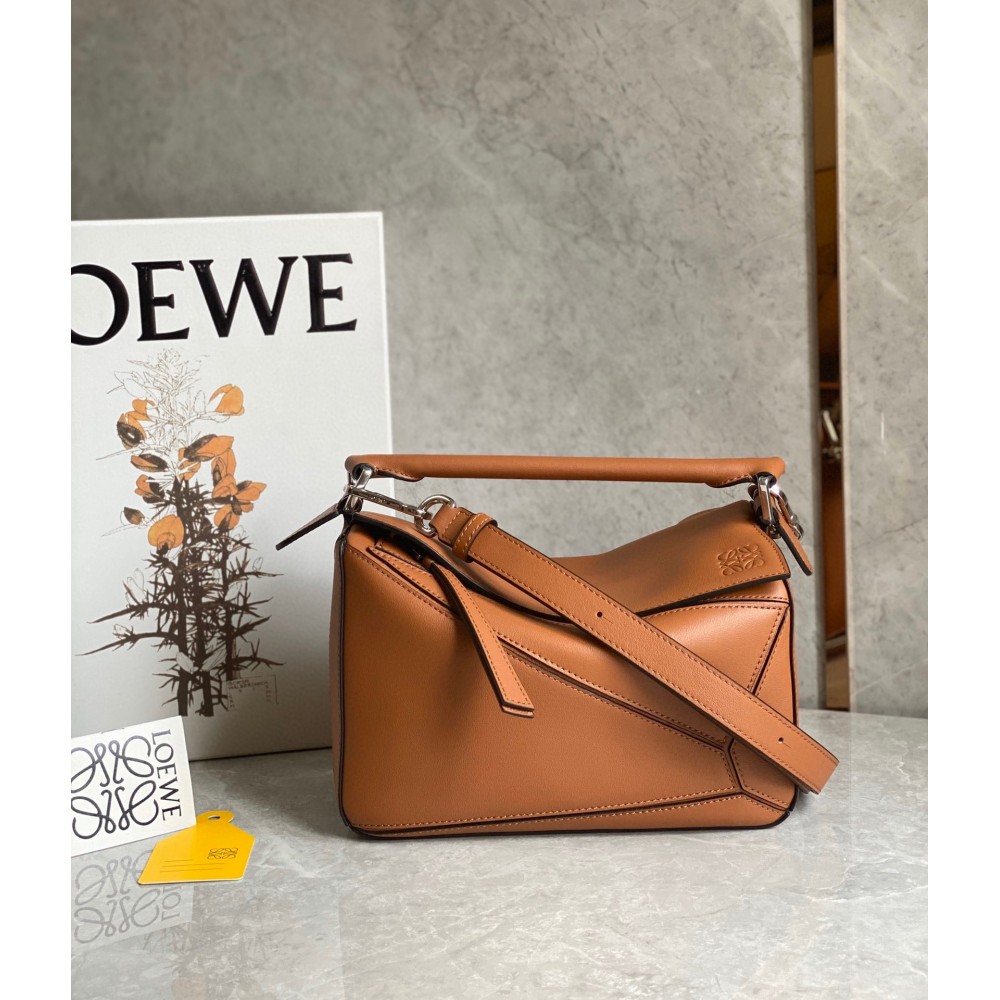 Loewe Puzzle Small Bag In Tan Classic Calfskin LDBS244522