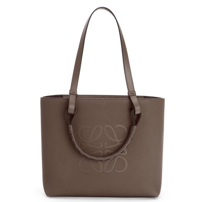 Loewe Small Anagram Tote In Taupe Grained Calfskin LDBS244534