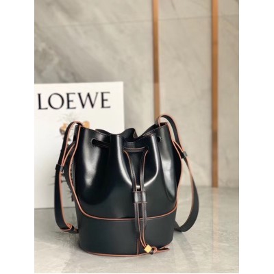 Loewe Small Balloon Bucket Bag In Black Calfskin LDBS244535