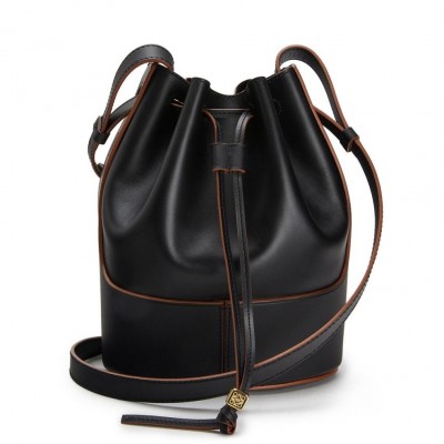 Loewe Small Balloon Bucket Bag In Black Calfskin LDBS244535