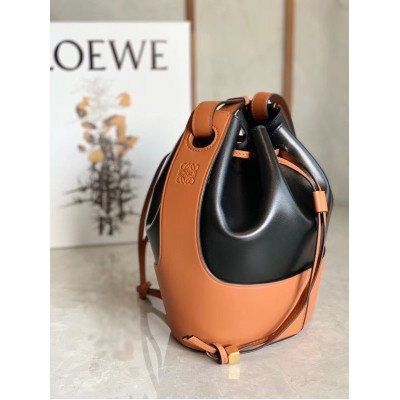 Loewe Small Balloon Bucket Bag In Black/Tan Calfskin LDBS244536