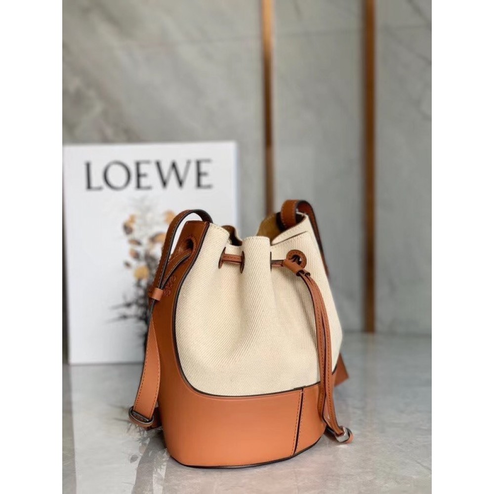 Loewe Small Balloon Bucket Bag In Canvas LDBS244538