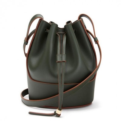 Loewe Small Balloon Bucket Bag In Khaki Calfskin LDBS244540