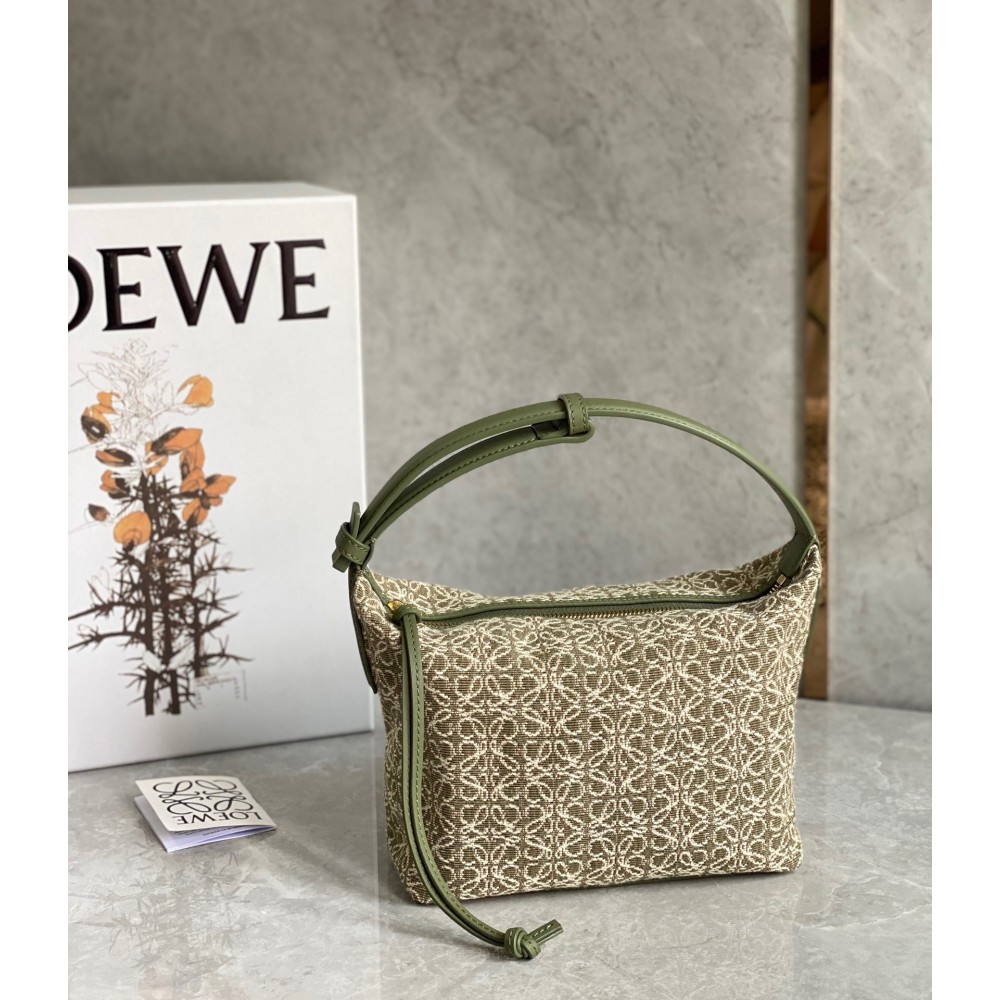 Loewe Small Cubi Hobo Bag In Beige Anagram Jacquard LDBS244546