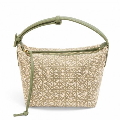 Loewe Small Cubi Hobo Bag In Beige Anagram Jacquard LDBS244546