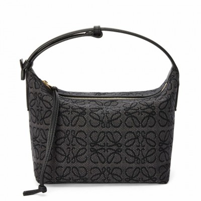 Loewe Small Cubi Hobo Bag in Black Anagram Jacquard LDBS244547