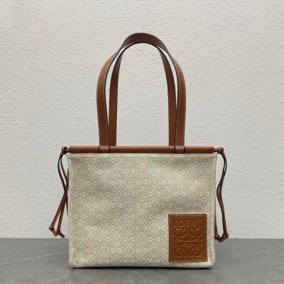 Loewe Small Cushion Tote In Beige Anagram Jacquard LDBS244550