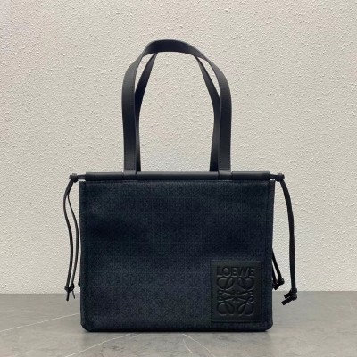 Loewe Small Cushion Tote In Black Anagram Jacquard LDBS244551