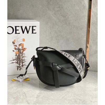 Loewe Small Gate Bag In Black Calfskin and Jacquard LDBS244553