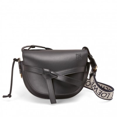 Loewe Small Gate Bag In Black Calfskin and Jacquard LDBS244553