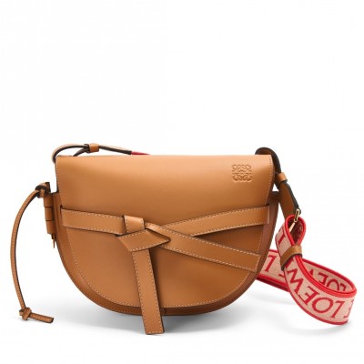 Loewe Small Gate Bag In Brown Calfskin and Jacquard LDBS244554