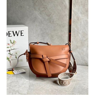 Loewe Small Gate Bag In Tan Calfskin and Jacquard LDBS244556