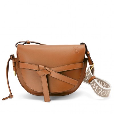 Loewe Small Gate Bag In Tan Calfskin and Jacquard LDBS244556