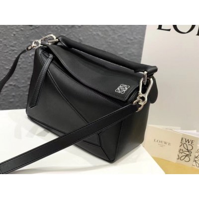 Loewe Small Puzzle Bag In Black Calfskin Leather LDBS244560