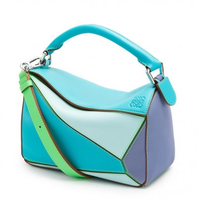 Loewe Small Puzzle Bag In Blue/Blueberry/Lilas Calfskin LDBS244562