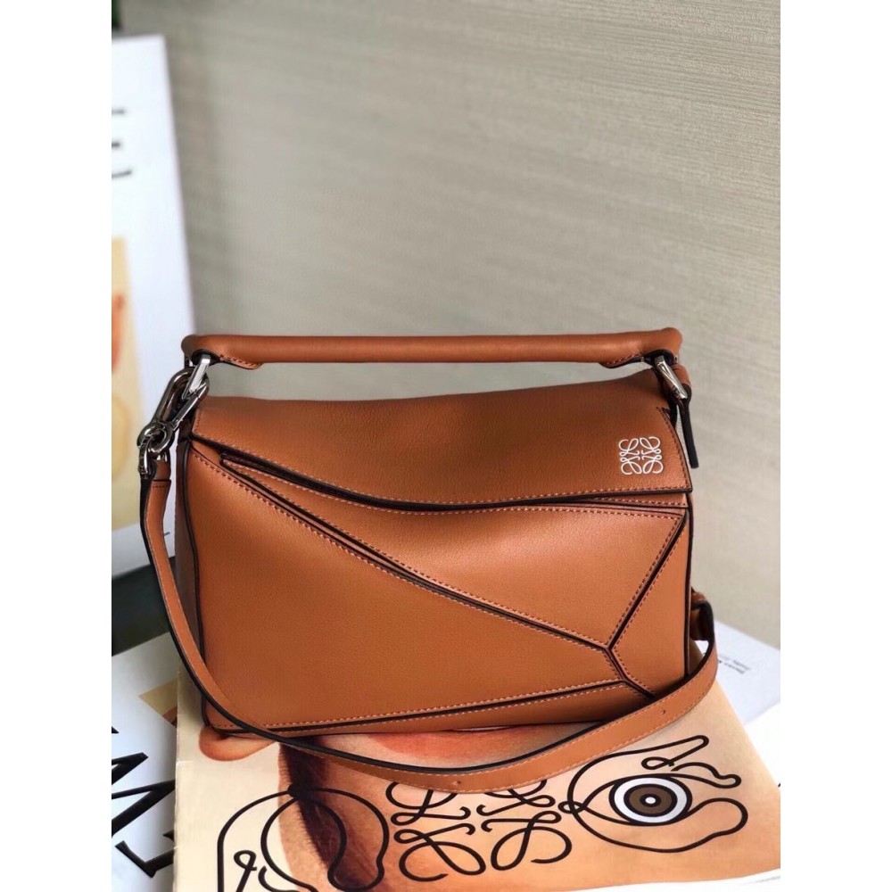 Loewe Small Puzzle Bag In Brown Calfskin Leather LDBS244564