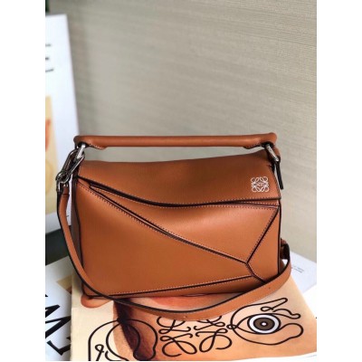 Loewe Small Puzzle Bag In Brown Calfskin Leather LDBS244564