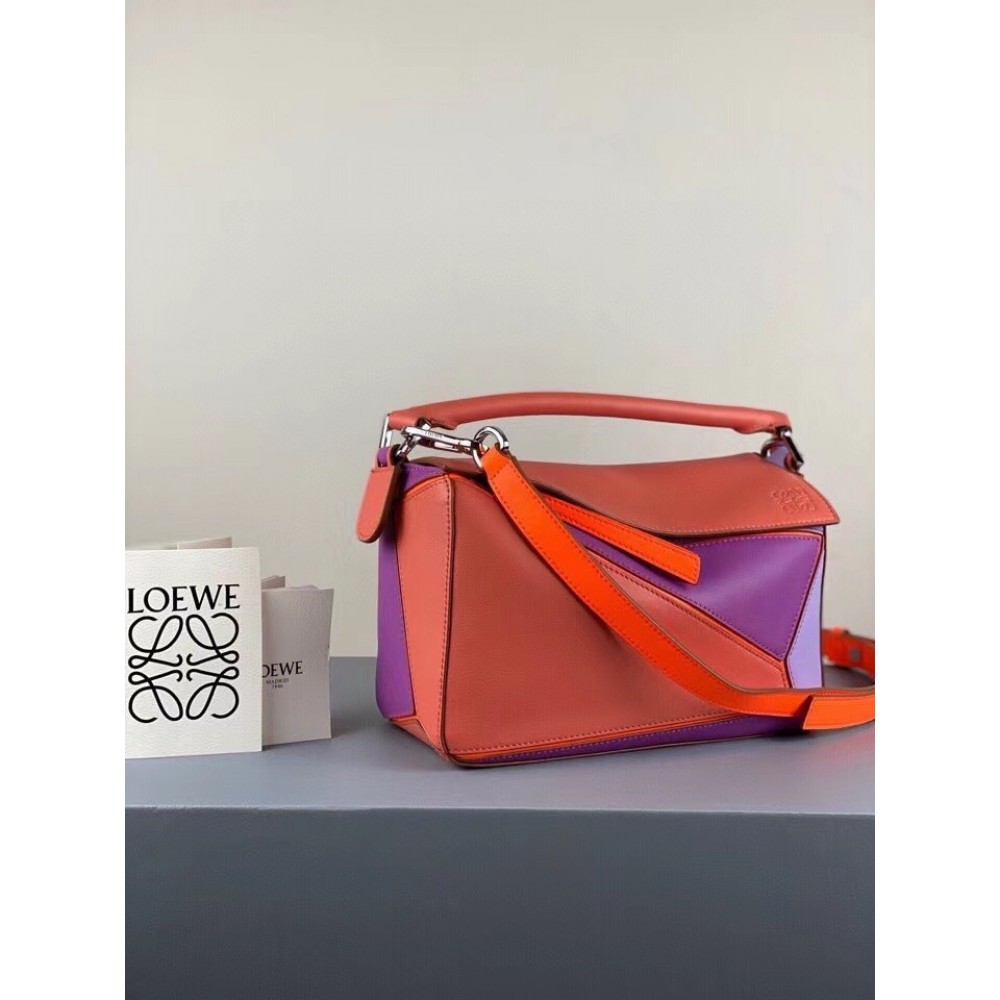 Loewe Small Puzzle Bag In Grapefruit/Mauve/Lilas Calfskin LDBS244568