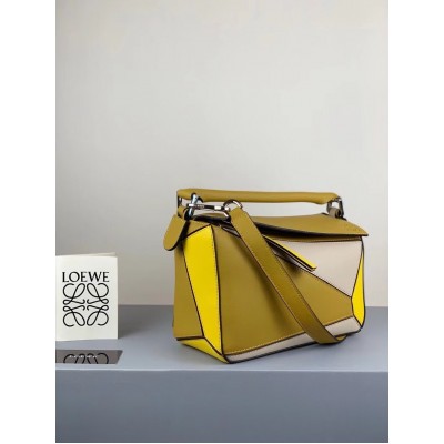 Loewe Small Puzzle Bag In Ochre/Yellow/Beige Calfskin LDBS244570